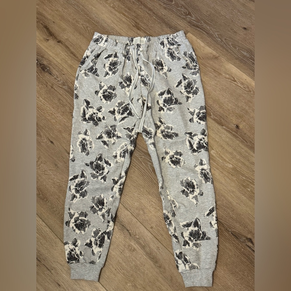Floral Print Grey Drawstring Joggers